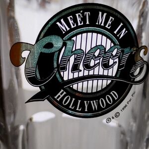 Cheers Meet Me in HOLLYWOOD Huge Glass Beer Stein with Handle Barware EVC